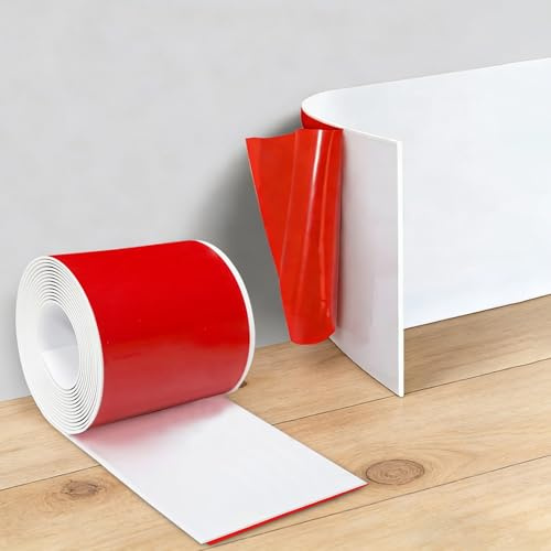 Plinthe souple autocollante - 10 cm x 5 m - Plinthe autocollante - Pour tous les types de pièces - Plinthe souple autocollante - Barre de finition en PVC flexible - Plinthes à plier - Blanc