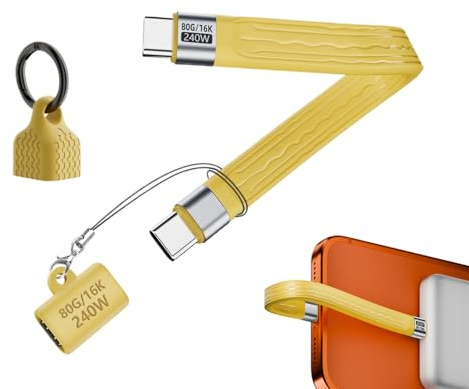 Adattatore di tipo C da viaggio – PD 240 W ricarica rapida flessibile, cavo USB flessibile da maschio a femmina, per tablet, notebook, telefono, casa, ufficio, lavoro, viaggi quotidiani