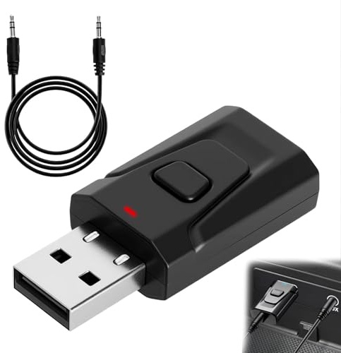 HENGBIRD Adaptador Bluetooth USB 5.0 2 en 1 USB Bluetooth Transmisor Audio TV Adaptador Bluetooth TV USB Bluetooth Auto Audio 3,5 mm Transmisor de baja latencia Receptor para PC Auriculares Altavoz