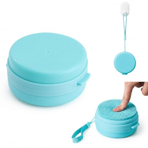 Spugna Silicone Corpo Porta Sapone, Spugna Doccia Corpo, Scrubber In Silicone, Spazzola da Bagno Rotonda in Silicone Blu, Adatta per Il Bagnoschiuma; Versare Acqua Pulita