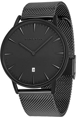 FIREFOX Damen- Armbanduhr Passion analog Quarz Edelstahl Milanaise Mesh Armband Zifferblatt schwarz 5 ATM wasserdicht FFPL02-004