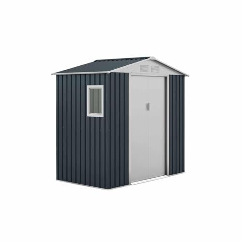 GARDIUN KIS12131 - Caseta Metálica Darwen 2,71 m² Exterior 127x213x205 cm Acero Galvanizado Gris Antracita