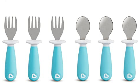 Munchkin 6 Count Raise Toddler Forks and Spoons, Blue (Pack of 1)