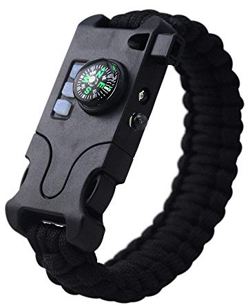 Rechargeable All in 1 Paracord Bracelet, 2019 New 7 String Woven Sports Survival Parachute Cord Wristband Gear Kit with Emergency First Aid Multi-Tool Accessories for Outdoor Wilderness Adventure