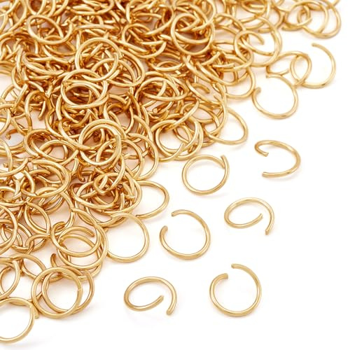 Craftdady Binderinge aus Edelstahl, 10 mm, starkes Metall, offen, goldener Verbindungsring für Schmuck, Halsketten, Ohrringe, Basteln, 200 Stück