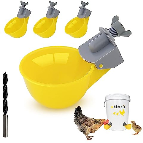 Vasos de Agua para Pollo (Paquete de 6), Bebedero automático para Pollos, Sistema antifugas, Contiene un 50% más de Agua, Adecuado para Pollitos, Pollo, Pato, codorniz y Pavo