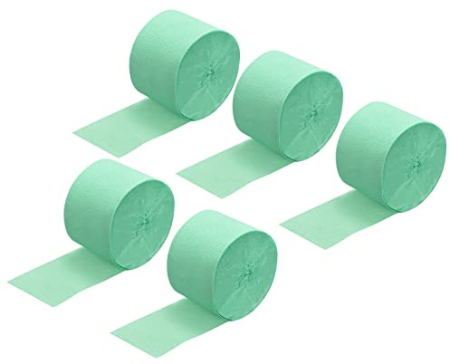 sourcing map Krepppapier Streamer Decoration 82ft Lange Mintgrün | Paket von 5, 1.77 Breite