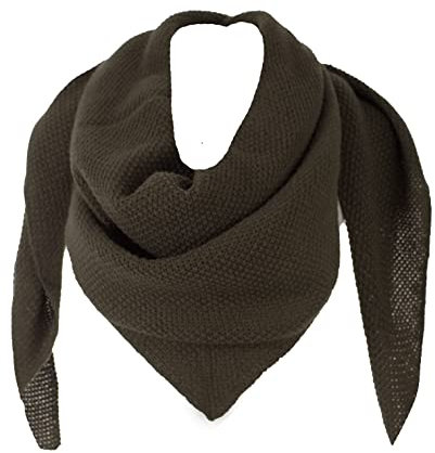 FASHION YOU WANT Damen XXL Strick Dreieck Schal mit Reiskorn Strickmuster in Unifarben, Schal, Leichtes Tuch (khaki)