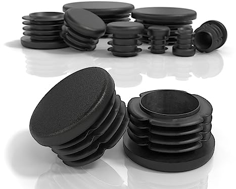 PD® Tappi a lamelle rotondi 40mm per tubo | PE | Terminale di Plastica | Protezione tubi Tappo alettato tondo | nero | 4 pz.