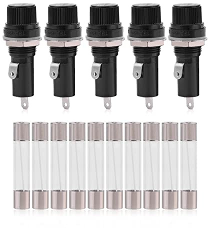 5 Stück Panel Mount Sicherung Halter, Elektrische Klemme Sicherung Halter für 6x30 Glas Sicherungen