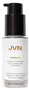 JVN Complete Blowout Styling Milk, 0.84 Fl Oz, Travel Size, Frizz Fighting, Heat Activated Style Extending Hair Cream and Heat Protectant, Hair Care for Women and Men, Silicone Free