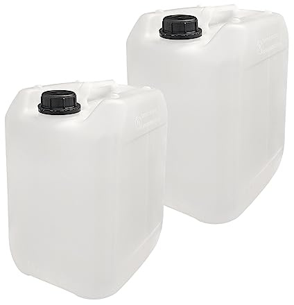 plasteo 2 bidones de agua vacíos de 10 litros para camping, con tapa de rosca, aptos para alimentos, sin BPA, portátiles, resistentes y duraderos, fabricados en Alemania