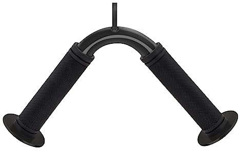 Howffite Tricep Press Down Bar, V Bar Cable Attachment, Heavy Duty Steel with Non-Slip Rubber Grip (Black)
