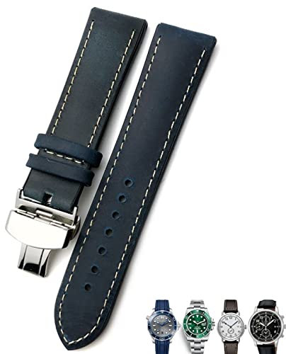 BONOOL 20mm 21mm 22mm Lederarmband Schwarz Braun Uhrenarmbänder für Rolex für Omega Seamaster 300 für Hamilton für Seiko für IWC für Tissot Armband (Farbe: 10 mm Goldverschluss, Größe: 20 mm)