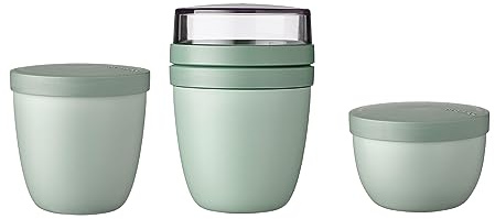 Mepal - 3-tlg. Snackpot - Lunchpot Starter-Set Ellipse - Praktischer Behälter zur Aufbewahrung & für Transport von Lebensmittel - Tiefkühltauglich - Spülmachinenfest - Nordic Sage