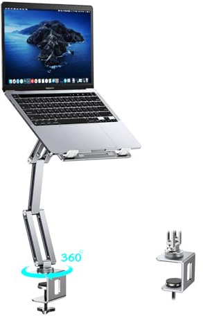 nediea Laptop Arm Halterung mit 360° Drehbarem, Laptop Ständer für Schreibtisch, Aluminium Tablettenständer, Verstellbar, Faltbarer Laptop Ständer/Halter, Passend für Tablettes Laptops mit 10-16 Zoll