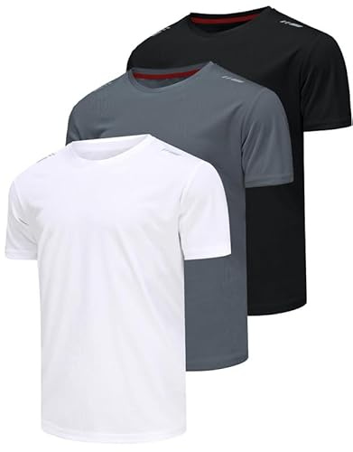 Csqtongan 3er Pack Sport Tshirts Herren Funktionsshirt Sportshirt Kurzarm T-Shirt Schnelltrocknend Atmungsaktiv Sport Shirt Männer Laufshirt Gym Trainingsshirt Herren