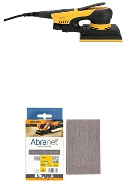 Mirka DEOS II 353 Schwingschleifer 81x133mm 300 W vibrationsarme Schleifmaschine für staubfreies Schleifen + Mirka Abranet Netz-Schleifstreifen 81x133 mm Klett/Korn P120 / 10 Stk