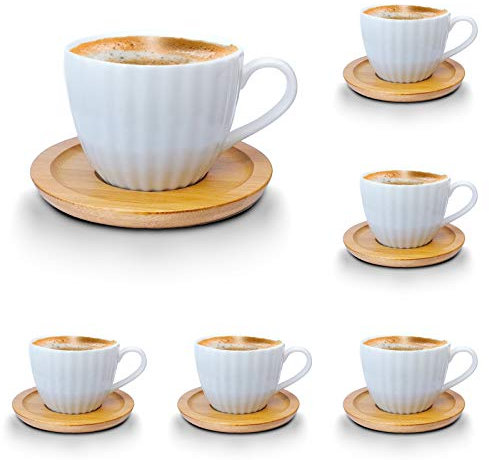 12-teiliges Espressotassen-Set aus Porzellan (6 Tassen & 6 Untertassen) – Weiß, für Espresso, Moccakaffee und andere Heißgetränke, Spülmaschinen- und Mikrowellengeeignet, Kaffeeservice (Espresso 1)