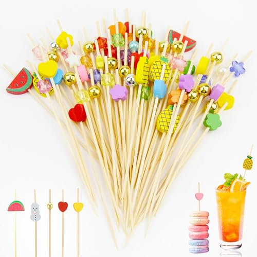 ELEpl 300 Piezas Pinchos Aperitivos 12 cm Palillos Cóctel Palos de Cóctel Madera Brochetas de Cóctel Cocktail Picks Palillos Decorativos para Frutas Pinchos Comida de Dedo Bebidas Postres