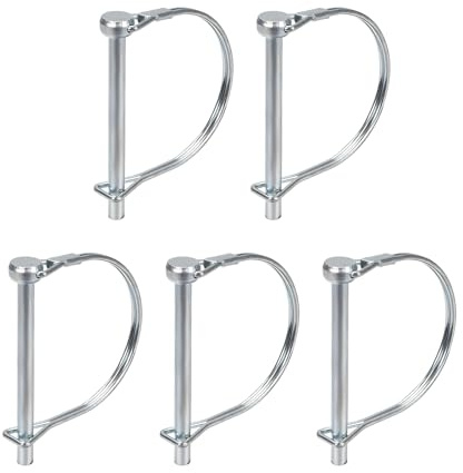 DTGN 5er Pack Wellenverriegelungsstift 6mm x 70mm DxL Silberton | Runder Anhängerkupplungsstift, Kohlenstoffstahl, Gut für Farmanhänger Rasen