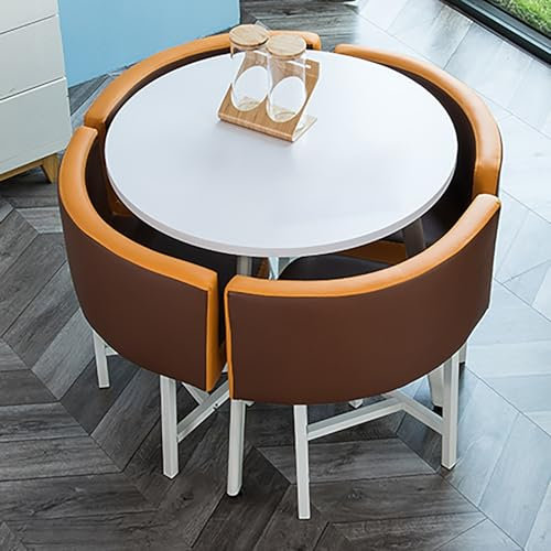 LHXLSH Besprechungstisch Club-Tisch Empfangs Tisch und Stuhl-Kombination, Mit Stühlen Verhandlungstisch Runder Tisch Mit 4 Stühlen, für Esszimmer, Café Und Kleine Räume(Brown)