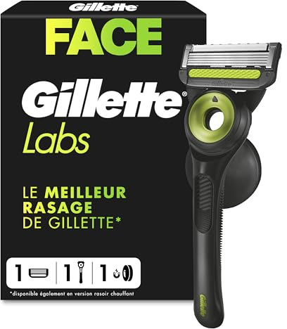 Gillette Labs rakhyvel för män med exfolierande bar, Neon Night Edition, återanvändbart handtag och påfyllningspatron GilletteLabs A 5 bästa blad från märket, bekväm ansiktsrakning