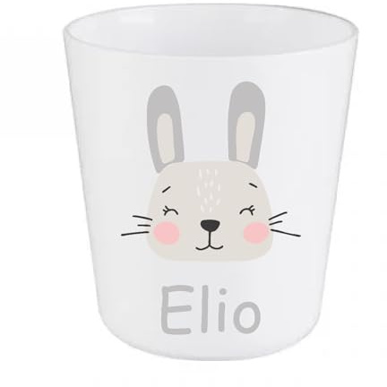 Gobelet Enfant Personnalisé – Incassable en Polymère – Motif Lapin + Prénom – Idéal École, Bébé, Enfant, Cadeau Anniversaire ou Naissance