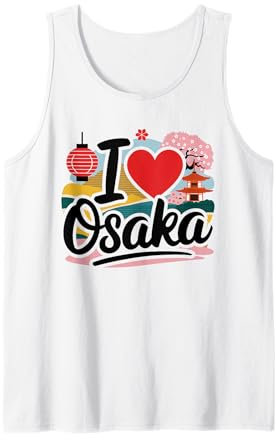 I Love Osaka Japón Sakura Templo de flor de cerezo japonés Camiseta sin Mangas