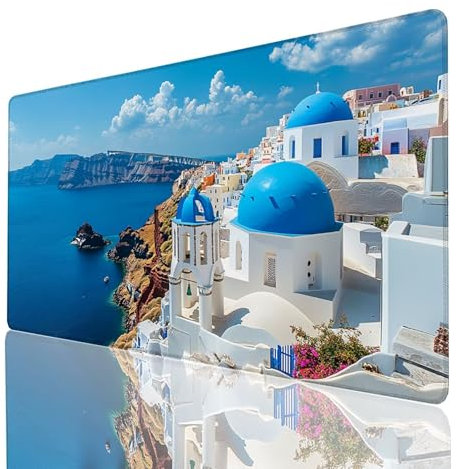 Tapis de Souris xxl 60x30x0.3cm, Grand Tapis Bureau Blanc, Bords Cousus Antidérapant et Imperméable, Vue sur la mer Mouse Pad Compatible Clavier Sans fil et Souris Sans Fil, Gaming Accessoire GYL-7523