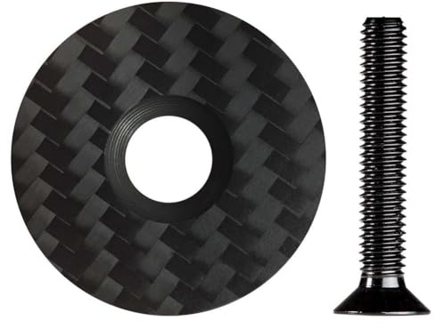 Yerleomit Carbon Vorbau Ahead Kappe mit Titanschraube Steuersatz Kappe Fahrrad Headset Top Cap Fahrradzubehör Abdeckung für Fahrrad MTB Rennrad Schwarz Matt