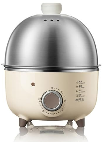 Cuiseur à œufs Multifonction, minuteur 30 Minutes, Acier Inoxydable 304, Bouton Unique, Couvercle Haut Durable, Compact et Peu encombrant, Nettoyage Facile, idéal pour la Maison ou Le dortoir