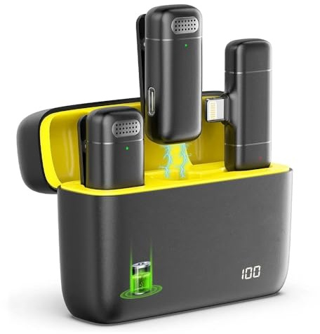 JQVDE Microphone Cravate sans Fil K30 avec étui de Chargement, Micro Portable for Enregistrement Audio et vidéo, Compatible avec iPhone, Android, Ordinateur Portable, Jeu en Direct(Black 2in1-Type-C)