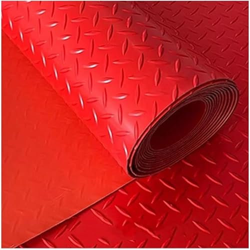 Strapazierfähige Garagenbodenmatte – 1,3 mm PVC-Vinylbodenrolle, Wasser- und schmutzabweisend, rote Anhängermatte aus Gummi, 1 x 8 m für einfache Installation und Schutz