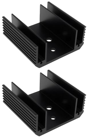 LT Easiyl Kühlkörper aus eloxiertem Aluminium, 50 x 50 x 22 mm, passend für bis zu 3 Transistor-Spannungsregler, Thyristor, Schwarz, 2 Stück