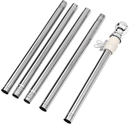 ibasenice Stainless Steel Flagpole Kit Rotating Flag Pole Wall Mount Metal for House Garden