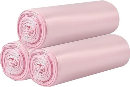 3 Rollen kleine Müllbeutel - 60 Stück robuste 15 Liter Müllsäcke für Haushalt, Büro, Küche, Bad & Kinderzimmer (Rosa)