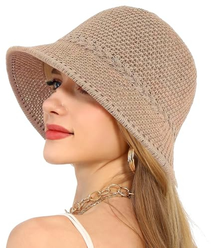 MLPKOI Cappello di Paglia, cCappello da Sole, cCappello Donna Estivo, Cappello Pescatore, Cappelli da Sole da Spiaggia, Morbido e Leggero, Pieghevole e Compatto per Viaggi Estivi