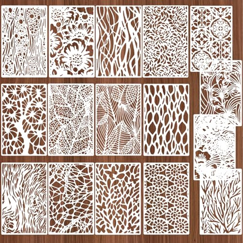 wlsvega 16 Pezzi Stencils Pittura - Stencil per Pittur - Pittura Stencil Set - 28 * 18cm,Riutilizzabili,Adatti per Scrapbooking,Pavimentazione,Arredamento,Design Murale, Scrapbooking Fai da Te