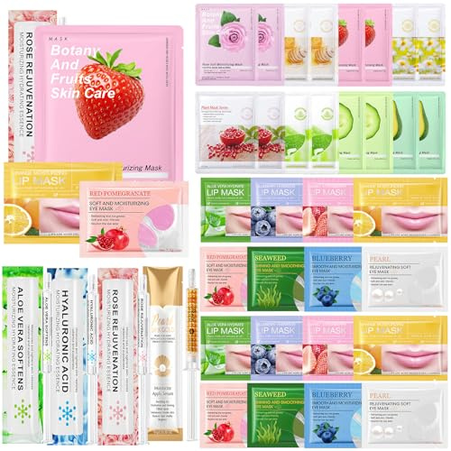 Face Masks Skincare Set Teenage Girls Gift Sets 36 Pcs Pamper Gifts for Women,Moisturize,Soothe,Hydrate Face Mask Set,Christmas Stocking Stuffers (Face Masks, Eye Patches, Lip Masks, Face Essense)