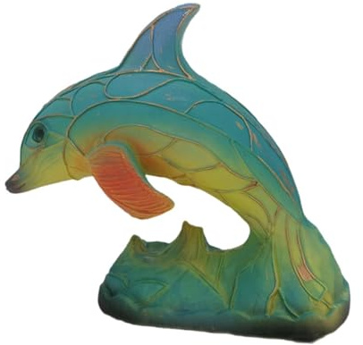 Kuntesetty Lámpara de Mesa Animal Decoración Resina Figura Retro Ornamental Escultura Creativa Luz Ambiente Función Artesanal Apta para Oficina Sala de Estar, Lámpara de Escritorio Dolphin
