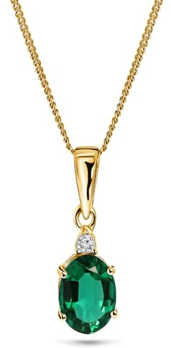 Miore Damsmycken, gulguld/vitt guld 9 karat (375), gyllene kedja för kvinnor, rubin/safir/smaragd ädelsten kedja med naturlig diamant, pansarkedja 45 cm, guldsmycken i högkvalitativ smyckeslåda, Gult
