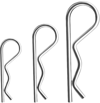 Acero inoxidable R en forma de perno de resorte Pasadores de chaveta tipo R con resorte, plateados, varios tamaños, paquete de 10-100 unidades(M2.5x45,50pcs)