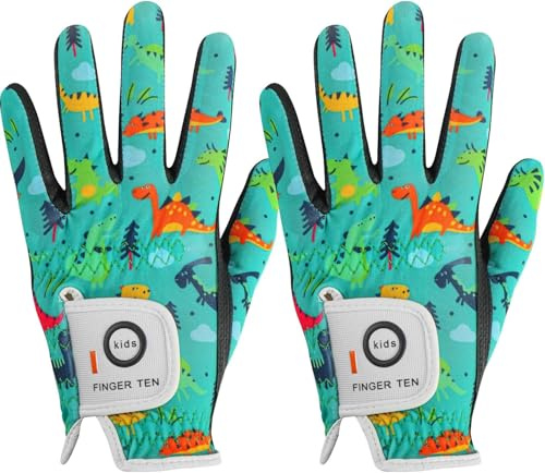 XJBTBA Guantes de Golf para jóvenes para Todo Tipo de Clima, Suaves para Mano Izquierda Derecha, Agarre de Lluvia, Valor Transpirable, Paquete de 2, Guantes de Golf para niñas y niños, Resistentes al