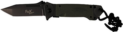 Fox Outdoor Unisex – Erwachsene Oliv, MFH-Fox Knife-Klappmesser Einhand, G10-Griff und Gürtelclip-45531B, Einheitsgröße