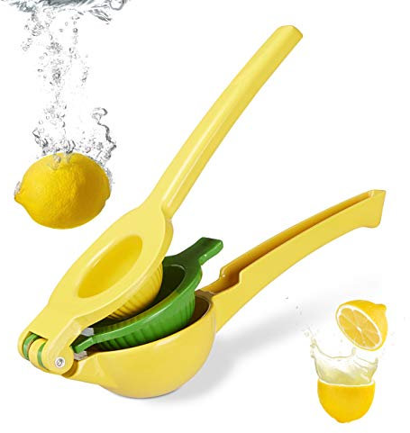Relaxdays Exprimidor Limón Manual de Palanca, Lima, Zumo, Profesional, Bar, Aluminio, 1 Ud, 5,5 x 7,5 x 22 cm, Amarillo