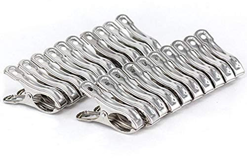 Xinlie Pinces à Linge en Acier Inoxydable Plage Agrafes Coupe-Vent pour la lessive Quotidienne, Serviette de Plage (20 PCS)