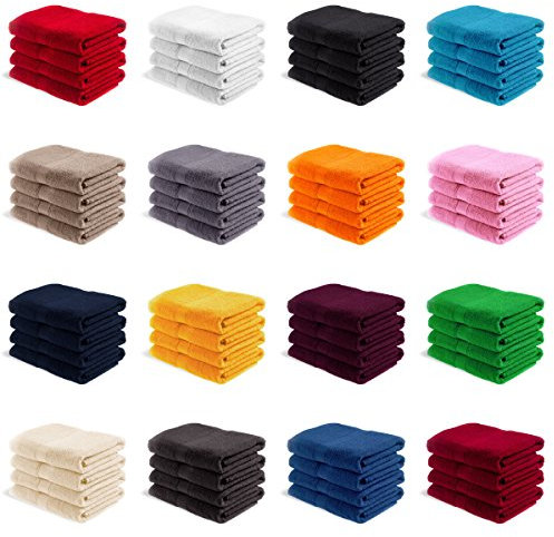 EllaTex Handtuch-Set aus Serie Paris 0040089 100% Baumwolle 500 Gramm/m², Farbe:Orange, Größe:4er Packung 30 x 50cm - Gästehandtücher