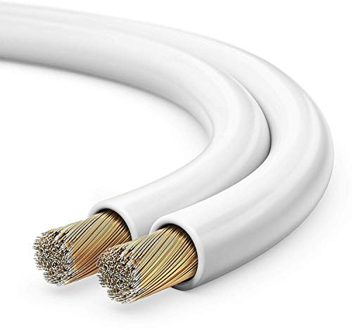 sonero CCA Lautsprecherkabel, Boxenkabel, 2x2,50mm², weiß, 30,0m | Flexibles Lautsprecherkabel mit Polaritätskennzeichnung, individuell zuschneidbar für Heimkino, Car-Hifi und Beschallung