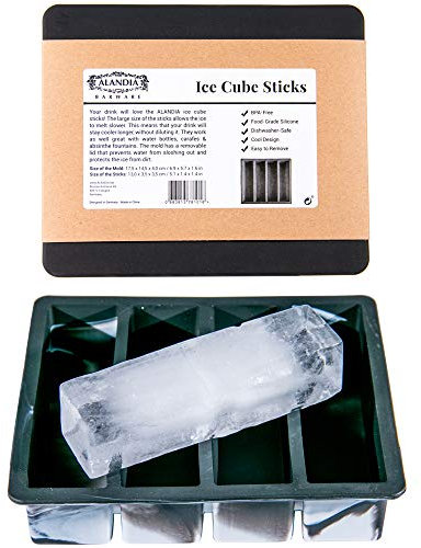 Eiswürfelform Sticks | Stab statt Eiswürfel | Perfekt für Gin Tonic Gläser | Lebensmittelechte BPA-freie Form aus Silikon mit Deckel | Farbe Schwarz-Weiß
